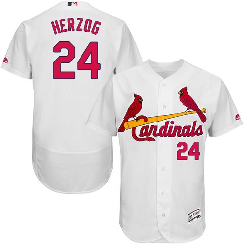 Cardinals #24 Whitey Herzog White Flexbase Authentic Collection Stitched MLB Jersey - Click Image to Close